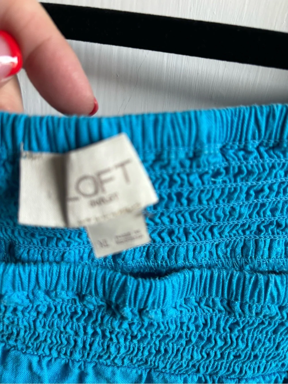 LOFT Bright Turquoise Square-Neck Linen Blend Puff Sleeve Top